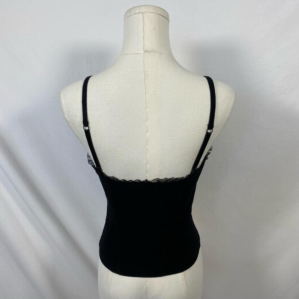 Free People black cami with mesh trim size xs grunge fairy whimsigoth - Picture 2 of 7
